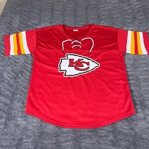 NFL Ultra Game Kansas City Chiefs Women XL Red Lace Up Jersey T-Shirt